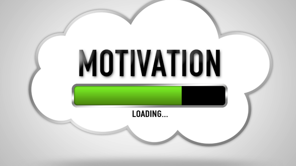motivation text in cloud with charging bar
